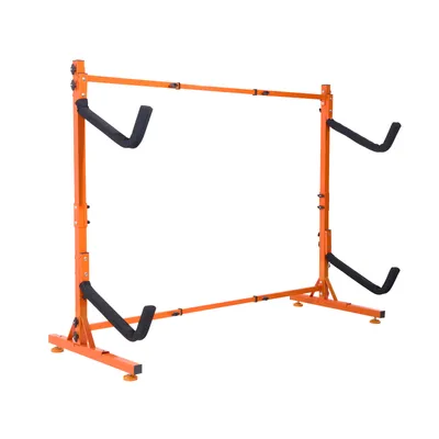 Image de VEVOR Support pour kayak Accroche kayak 1265 x 788 x 1380 mm, Support autonome pour 2 kayaks 1230-1825 mm Plage de réglage de la largeur, Étagère de rangement pour kayak Crochets robustes de rangement pour kayak
