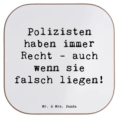 Produktbild von Mr. & Mrs. Panda Untersetzer für Gläser Spruch Polizist Humor - Weiß - Geschenk, Geschenkidee, Holzuntersetzer, Scherzhaft, Berufe, Beruf, Coaster, Geschenke Berufstätige