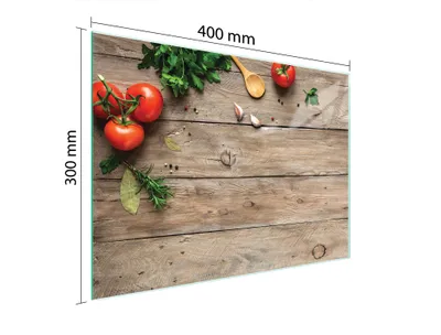 Produktbild von Schneidebrett Herdabdeckplatte Multiglasschneidplatte 40x30 cm Holz Tomaten