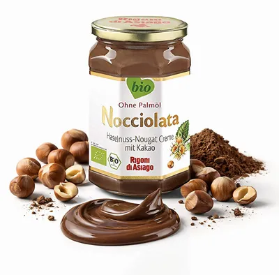 Produktbild von Rigoni di Asiago Nuss Nougat Creme, Haselnusscreme mit Kakao (6x250g)