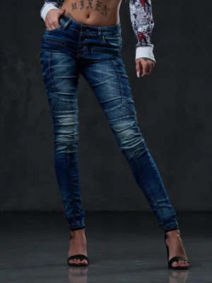 Produktbild von WD255 Damen bequeme Jeans im Biker-Stil in Slim Fit