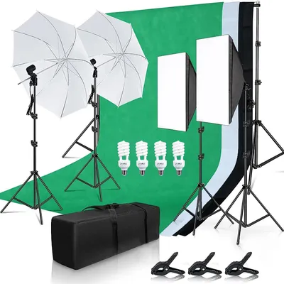 Obrázek produktu pro Sada studiových světel - 45W LED softbox a 2m stativy - ideální pro portrétní fotografie a živé vysílání