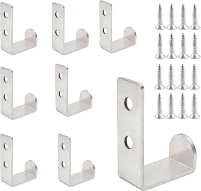 Imagen del producto de Juego de ganchos para pared, de 8 piezas, de acero inoxidable, en forma de L, para armario y cocina