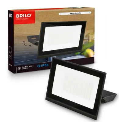 Produktbild von Briloner LED Strahler außen IP65 Staub- und Strahlwasserschutz 17,5x18,5 cm Rechteckig 50W 4500lm 4000K Neutralweiß Schwarz - Fluter Garten Garage Auffahrt