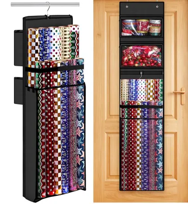 Geschenkpapier-Organizer doppelseitig hängend, 160 x 33 cm, schwarz
