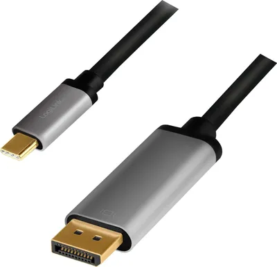 Produktbild von LogiLink CUA0100, DisplayPort, USB 3.2 Gen1 Type-C, 1,8 m, Schwarz, Grau