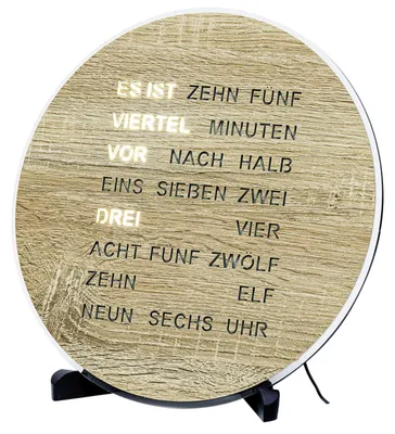 Produktbild von AMS T1287 Tisch- und Wanduhr mit LED-Wortuhr und Sonoma-Zifferblatt