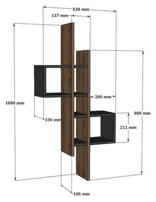 Image de Étagère murale en bois « Emse » - 53 x 19 x 108 cm - Chêne blanc saphir
