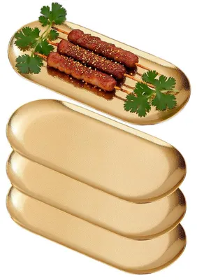Produktbild von Omgoods - Flache Teller für Vorspeisen, 21x9 cm, Set mit 4 Stück, oval, goldfarben