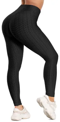 Produktbild von FITTOO Damen Honeycomb Anti Cellulite Leggings Booty Scrunch Hohe Taille Push Up