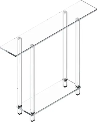 Image de SucceBuy Table console moderne en acrylique à deux niveaux avec espace de rangement ouvert, table d'appoint rectangulaire pour l'entrée, le couloir ou le foyer, design transparent, 19,3 x 100 x 80 cm (transparent)