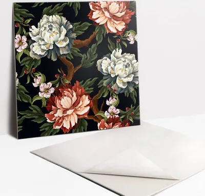 Produktbild von Bunte Blumen – Selbstklebende Wandfliesen – PVC Wandpaneele – Vinyl Wandverkleidung – Dekopaneele selbstklebend – Wanddeko selbstklebend – 9 Stück 30x30 cm