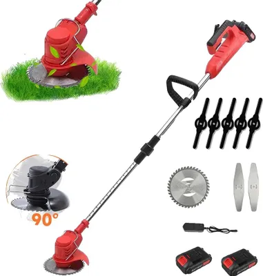 Productafbeelding van Accu-grastrimmer, krachtige motor, verstelbare snijkop, 2 batterijen