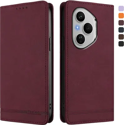 Image de Etui pour Honor 400 Pro, étui rétro en cuirPolyuréthaneavec support et fentes pour cartes de crédit Rouge