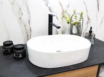 Obrázek produktu pro Jedno Překryvné Oválné Keramické Umyvadlo 50X35 Cm Bílé