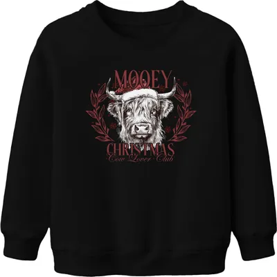Produktbild von Mooey Christmas Kuh Kühe Kuhliebhaber - Weihnachten Xmas Christmas Uni Kinder Pullover, Schwarz, 116