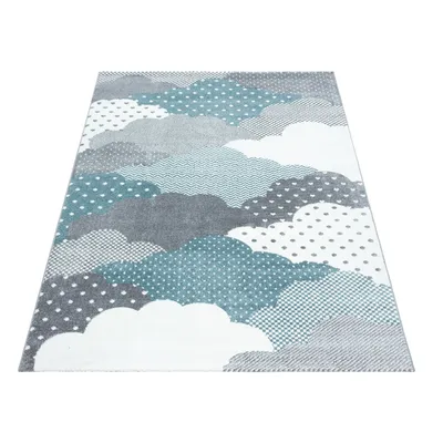 Produktbild von Bambi Wolken kinderzimmer teppich kurzflor rechteckig 80x150cm blau