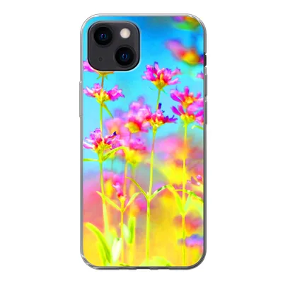 Produktbild von MuchoWow® Handyhülle Schutzhülle Hülle für iPhone 13 mini Blumen - Kunst - Psychedelisch Silikon Softcase Handy Hülle - Softcase