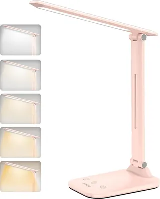 Obrázek produktu pro LED stolní lampa – kancelářská lampa – šetrná k očím při čtení – nastavitelná barva a jas – 7 wattů – růžová