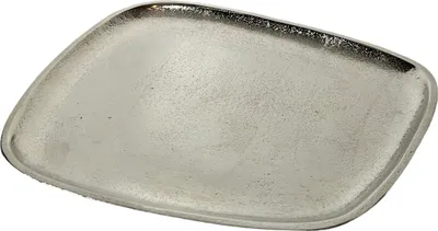Zdjęcie produktu dla Talerz dekoracyjny metalowy srebrny Miska dekoracyjna talerz metalowy Miska dekoracyjna talerz 25 x 22 cm