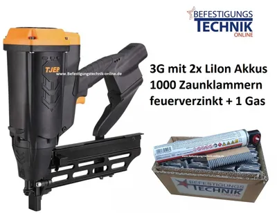 Image de TJEP FS-40 GAS 3G agrafeuse de clôture incl. 1x gaz + 1000 agrafes de clôture 40mm crampons pour clôture sauvage KL-89