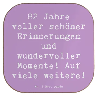 Produktbild von Mr. & Mrs. Panda Tischuntersetzer Spruch 82. Geburtstag - Lavendeltraum - Geschenk, Untersetzer für Gläser, Freude, Happy Birthday, Glas, Alter, gläseruntersetzer, Feier