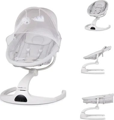 Produktbild von Chipolino Babywippe E-Sway Fernbedienung Musik Bluetooth Plüschtiere Timer Gurt grau