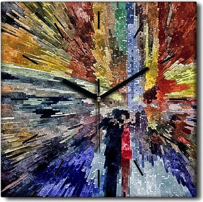 Produktbild von Coloray Uhr auf Leinwand 30x30 cm Wand Uhr Dekoration Wohnzimmer Segeltuch schwarze Hände -Abstraktion Aquarell
