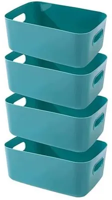Zdjęcie produktu dla Kosze do przechowywania plastikowe z uchwytami zestaw 3 sztuk