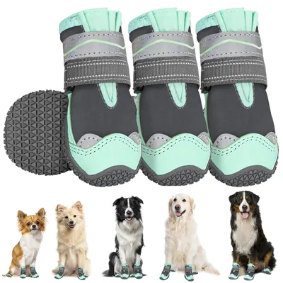 Produktbild von Wasserdichte Hundeschuhe mit rutschfesten Sohlen, Set mit 4 Stück