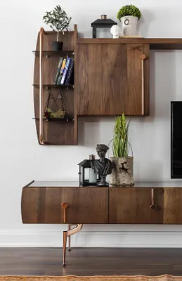 Produktbild von Wohnwand RTV Lowboard TV Ständer Sideboard Garnitur Braun Holz Regale