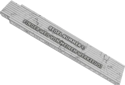 Produktbild von Meterstab aus Holz für einen Fliesenleger Finger weg von meinem Werkzeug!