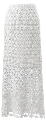 Produktbild von Damen Maxirock aus 100% Polyacryl im Boho-Stil, atmungsaktiv, Gr. S, Weiss