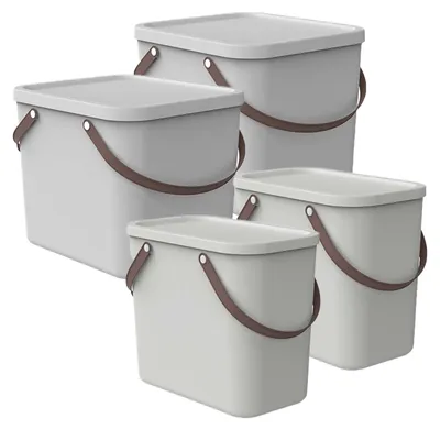 Produktbild von Rotho 4tlg.-Set Aufbewahrungsbox Albula - 2x 40l + 2x 25l Kunststoffboxen mit Deckel - Stapelbox- Plastikbox Ordnungsbox Allzweckkiste