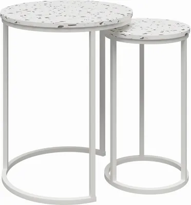 Produktbild von Satztisch >Ailema< 45x57x45 cm – Weiß, MDF & Metall, elegant & robust