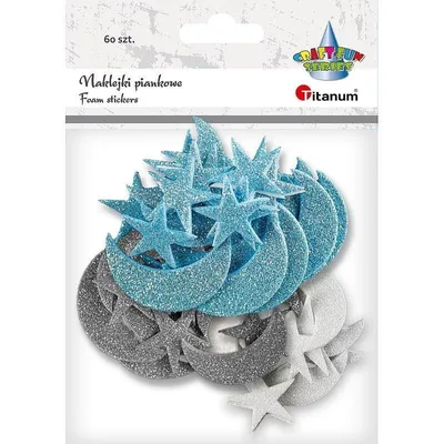 Image de Autocollants en mousse pailletés lunes, étoiles 60pcs