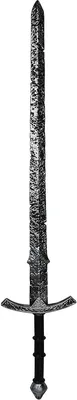 A full-body shot of a sword against a white background.