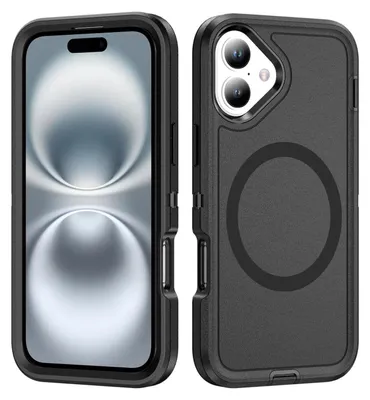 Produktbild von Mobigear Rugged Mag iPhone 16 Plus MagSafe Schutzhülle, Hartschalenhülle, Rückseite, stoßfest - Schwarz