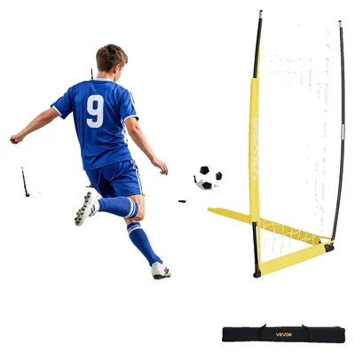 Produktbild von VEVOR Tragbares Fußballtor, 12x6 ft Erwachsene Kinder Garten Fußballnetz, Großes Trainingsfußballnetz, Stahl-Fiberglas Struktur Trainingszielset, Wetterfestes Outdoor-Fußballtor mit Tragetasche, Gelb