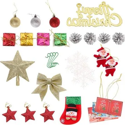 Produktbild von Famanu Weihnachtsbaum Ornamenten Set Glitter - 150 Stück