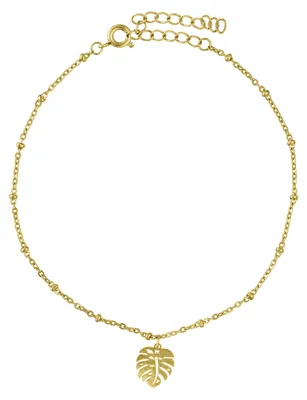Produktbild von Wildcat Fußkette - Monstera Fußkettchen  - Gold - Chirurgenstahl 316L - wasserfest, langlebig, hautverträglich, Gold