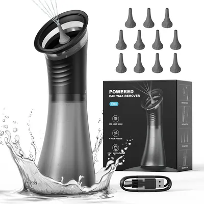 Produktbild von Elektrischer Ohrreiniger mit LED Display, Ohrenspülgerät zur Ohrenschmalz Entfernung, Ohrreinigungsset mit Wasser Rücklaufsystem, 3 Druckstufen, 11 Düsen, USB Wiederaufladbar