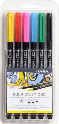 Produktbild von Pinselstifte Aqua Brush Duo Grundfarben 6er, doppelseitiger Stift