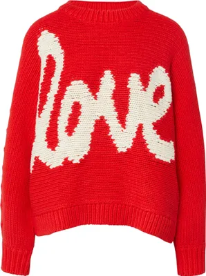 Produktbild von Comma Damen Strickpullover Rot XS Oversize mit Rundhalsausschnitt und verkürztem Schnitt