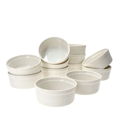 Produktbild von 12x Auflauf Schälchen Bianca Weiß 250ml Mini-Backform Soufflé Muffin Crème Brûlée