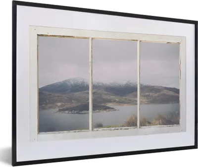 Produktbild von MuchoWow® MuchoWow® Gerahmtes Poster Aussicht - Berg - Schnee 60x40 cm - Poster mit zchwarzem Bilderrahmen - Schlafzimmer - Plakat in Rahmen - Drucken