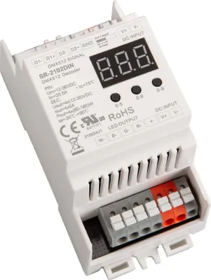 Produktbild von LED CONNEX DMX Hutschschiene Decoder 12-36V 4CH 5A