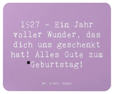 Produktbild von Mr. & Mrs. Panda Mauspad Spruch 1927 Geburtstag - Lavendeltraum - Geschenk, laptop, Mouse Pad, Geburtstagsgeschenk, pc mausunterlage, Erinnerungsgeschenk, Happy Birthday