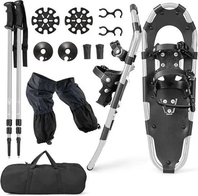 Image de Raquettes d'neige de 53 cm avec cadre en aluminium et système de fixation à double cliquet - Adaptées à tous les terrains