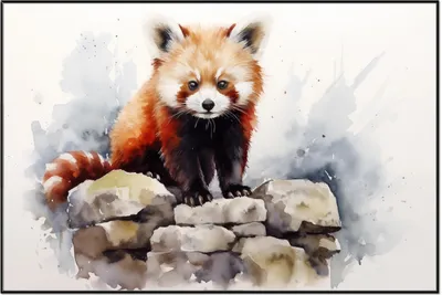 Produktbild von Wallario Wandbild Neugieriger Rotpanda, Größe: 61 x 91,50 cm, Poster mit schwarzem Aluminiumrahmen